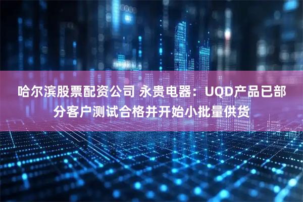 哈尔滨股票配资公司 永贵电器：UQD产品已部分客户测试合格并开始小批量供货